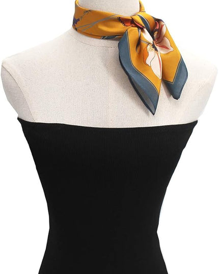 ANDANTINO 100% Real Mulberry Silk Scarf -21'' x 21''- Lightweight Neckerchief –Women Men Small Square Digital Printed Scarves