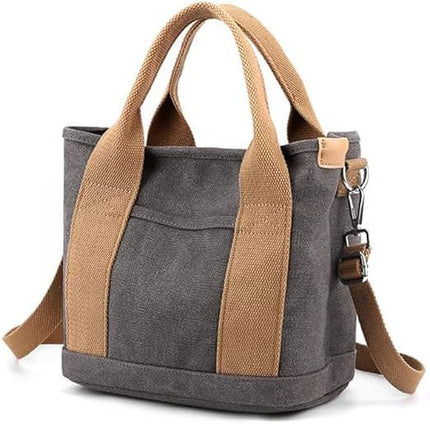Small Tote Bag with Zipper, 2024 Canvas Multi-Pocket Crossbody Bag Shoulder Bag Satchel Hobo Bag Messenger Bag