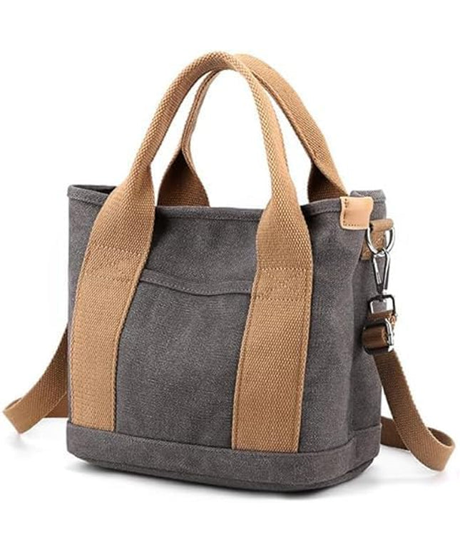 Small Tote Bag with Zipper, 2024 Canvas Multi-Pocket Crossbody Bag Shoulder Bag Satchel Hobo Bag Messenger Bag