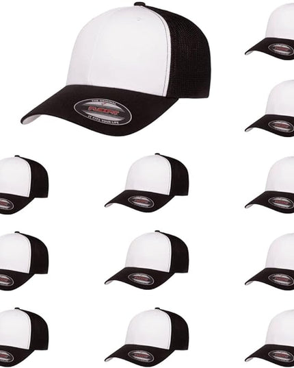 Flexfit 6511 Fitted Mid-Profile Stretchable Mesh Panels Trucker Cap | Bulk Pack Available