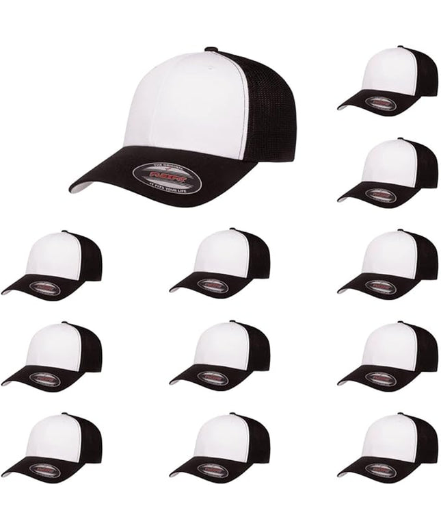 Flexfit 6511 Fitted Mid-Profile Stretchable Mesh Panels Trucker Cap | Bulk Pack Available