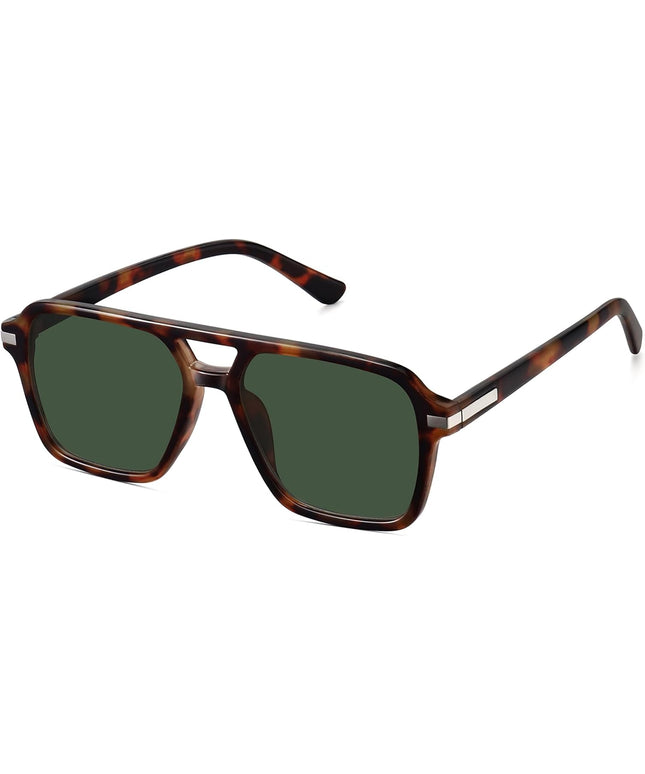 Retro Aviator Sunglasses for Women Men Trendy Classic Square 70s 80s 90s Vintage Shades Double Bridge Aviators FZN813