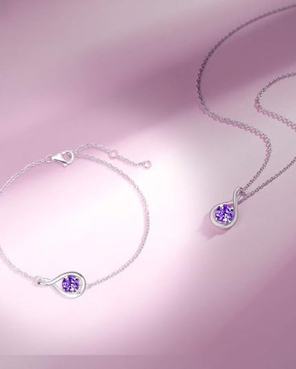 FANCIME Birthstone Necklaces for Women Fine Jewelry Sterling Silver Dainty Infinity Pendant Anniversary Birthday Christmas Gifts for Her Wife Mom Lady Daughter, Chain 16"+2" Extend