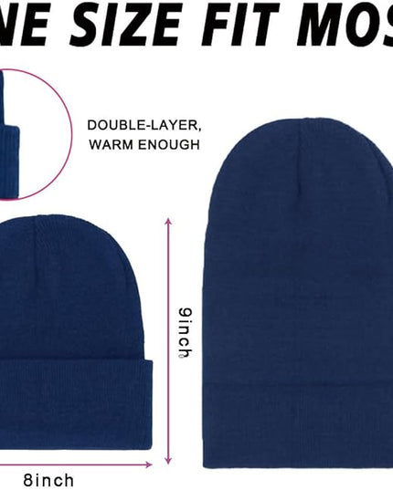 ZH 12-Pack Knitted Winter Beanie Hats for Men and Women, Warm and Cozy Cuffed Skull Caps, Bulk Purchase