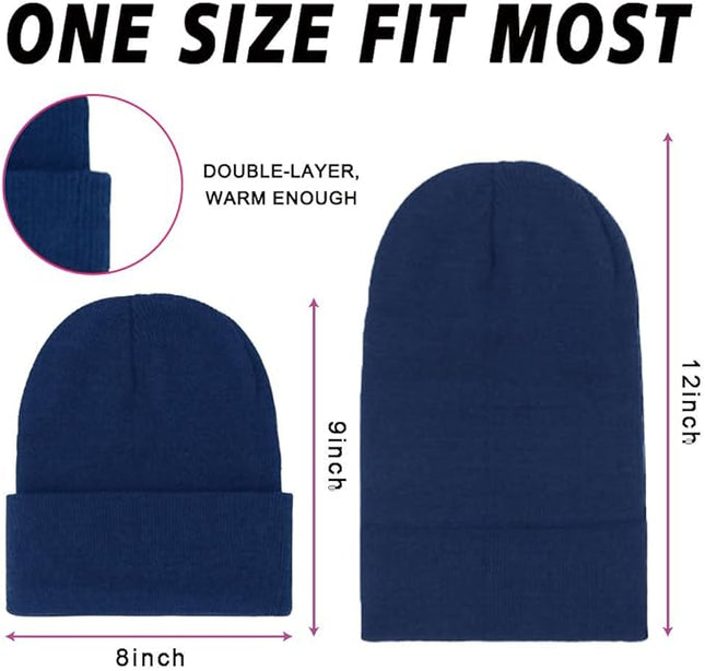 ZH 12-Pack Knitted Winter Beanie Hats for Men and Women, Warm and Cozy Cuffed Skull Caps, Bulk Purchase