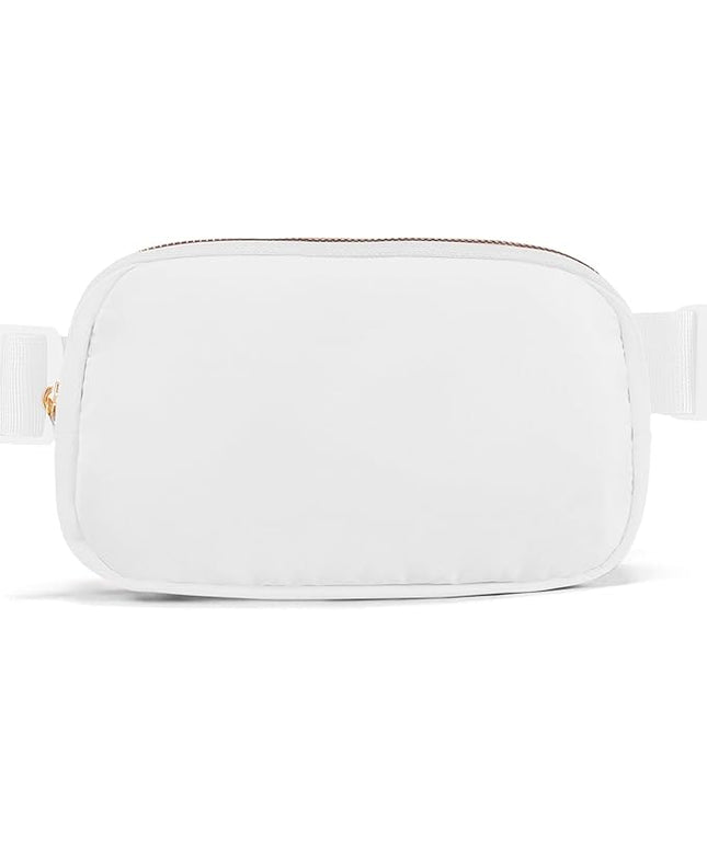 Cwualo Belt Bag Zipper Fanny Pack Crossbody Bags for Women,Fashion Nylon Waist Packs, Water Repellent Two Way wear with Adjustable Strap Gifts for Teenage Girls Women Men(white)