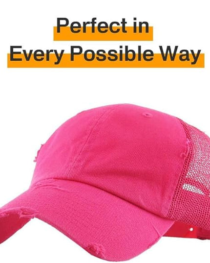 KBETHOS Vintage Washed Distressed Cotton Dad Hat Baseball Cap Adjustable Polo Trucker Unisex Style Headwear