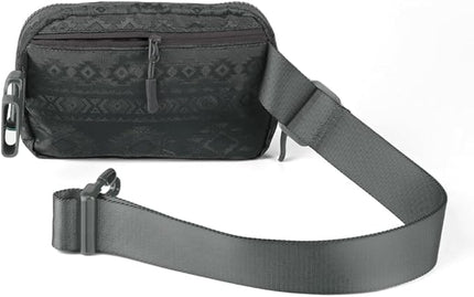 C.C Belt Bag for Women – Quilted Fanny Pack Crossbody Waist Bag with Adjustable Strap, Fashion Gift Idea (Aztec Pattern - dk. grey)