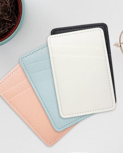 Phone Wallet Stick On, Leather Phone Card Holder, Credit Card Holder for Phone Case Compatible with iPhone, Samsung and Android - White, Black