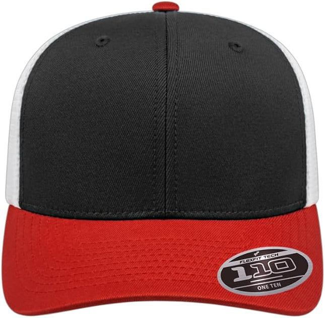 Cap America i8502 Flexfit 110 Premium Mid Profile 6-Panel Mesh Back Trucker Cap Hat w/UV Guard & Adjustable Snapback
