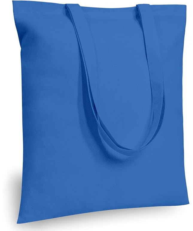 TOPDesign 12-Pack Economical 16"x15" Ocean Blue Cotton Tote Bags, Lightweight Medium Reusable Grocery Shopping Cloth Bags, Suitable for DIY, Advertising, Promotion, Gift, Activity