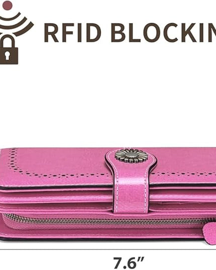 SENDEFN Wallets for Women Leather Credit Card Holder with RFID Blocking Large Capacity Wristlet | with RFID Blocking, Large Capacity, Wristlet, with RFID Blocking, Large Capacity, Wristlet