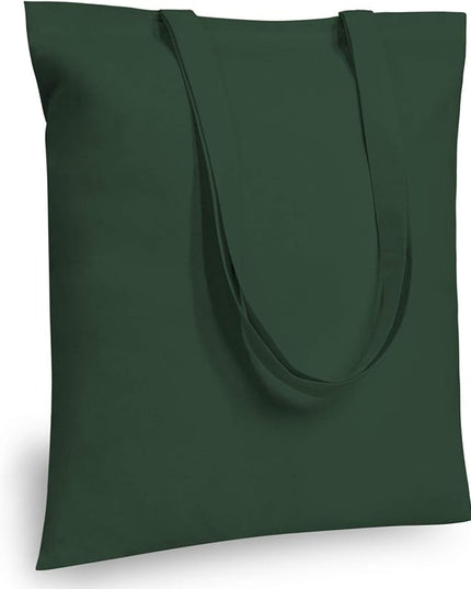 TOPDesign 12-Pack Economical 16"x15" Green Black Cotton Tote Bag, Lightweight Medium Reusable Grocery Shopping Cloth Bags, Suitable for DIY, Advertising, Promotion, Gift, Activity