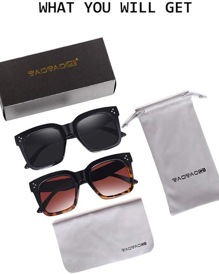 Vintage Women Oversized Sunglasses Designer Luxury Square Sun Glasses UV400 Protection Flat Lens