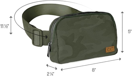 C.C Belt Bag for Women – Quilted Fanny Pack Crossbody Waist Bag with Adjustable Strap, Fashion Gift Idea (Camo olive)