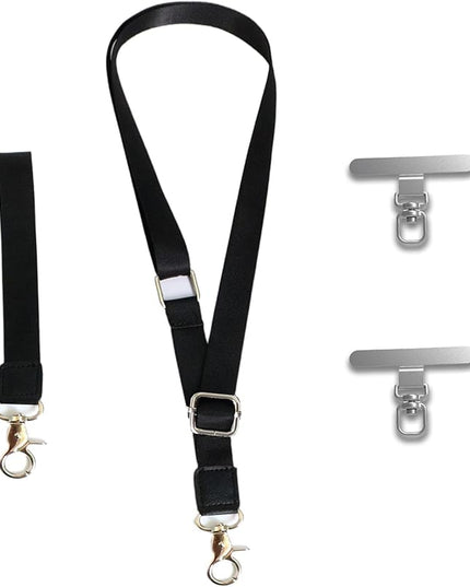 LEMEDE Wrist Keychain and Adjustable Phone Lanyard, Silver Hook Phone Crossbody Strap with 360° Rotating Phone Pads