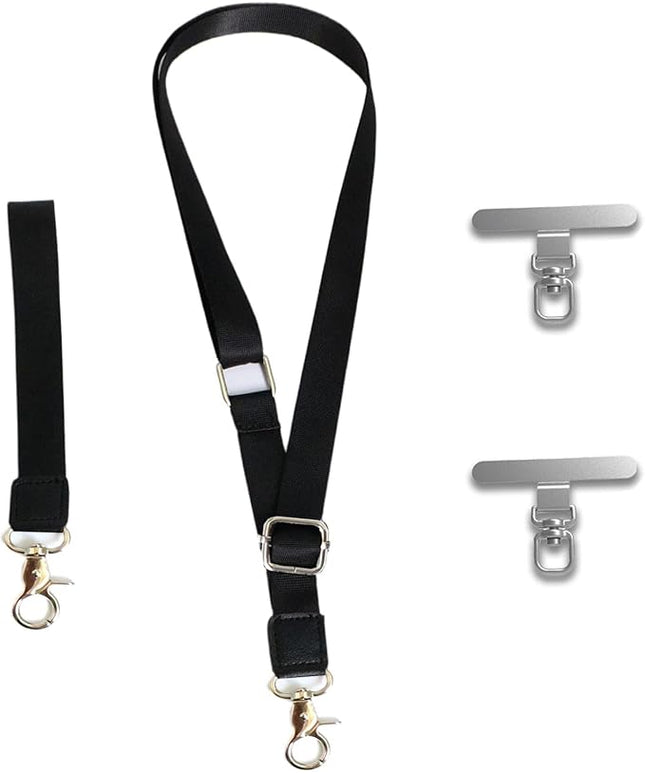 LEMEDE Wrist Keychain and Adjustable Phone Lanyard, Silver Hook Phone Crossbody Strap with 360° Rotating Phone Pads
