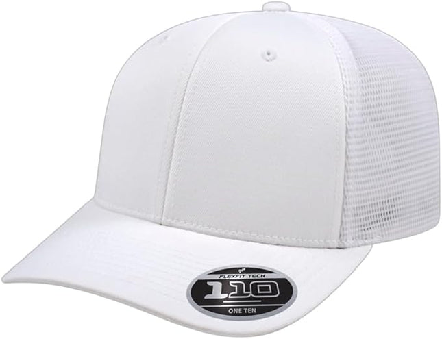 Cap America i8502 Flexfit 110 Premium Mid Profile 6-Panel Mesh Back Trucker Cap Hat w/UV Guard & Adjustable Snapback