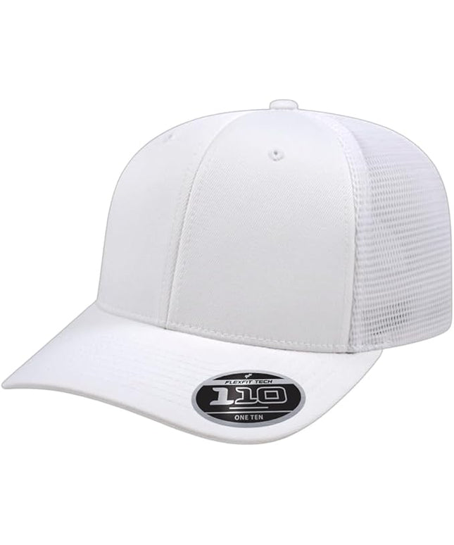 Cap America i8502 Flexfit 110 Premium Mid Profile 6-Panel Mesh Back Trucker Cap Hat w/UV Guard & Adjustable Snapback