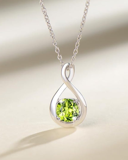 FANCIME Birthstone Necklaces for Women Fine Jewelry Sterling Silver Dainty Infinity Pendant Anniversary Birthday Christmas Gifts for Her Wife Mom Lady Daughter, Chain 16"+2" Extend