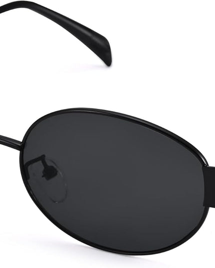 Retro Oval Sunglasses for Women Men - Trendy Gold Sun Glasses - Fashion Metal Frame Shades