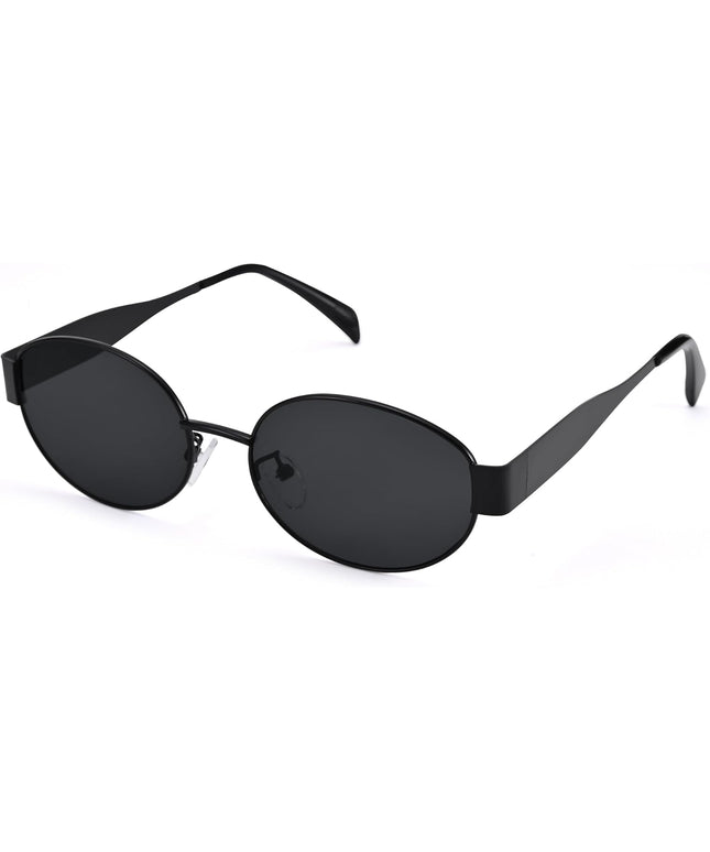 Retro Oval Sunglasses for Women Men - Trendy Gold Sun Glasses - Fashion Metal Frame Shades
