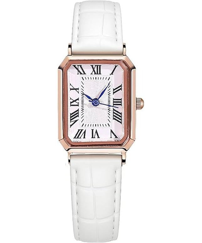 PASOY Vintage Womens Watch Analog Quartz Waterproof Ladies Watches for Women with Leather Strap Square Dial
