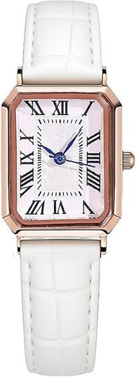 PASOY Vintage Womens Watch Analog Quartz Waterproof Ladies Watches for Women with Leather Strap Square Dial
