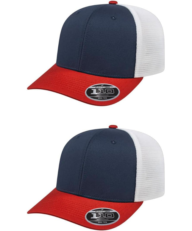 Cap America i8502 Flexfit 110 Premium Mid Profile 6-Panel Mesh Back Trucker Cap Hat w/UV Guard & Adjustable Snapback