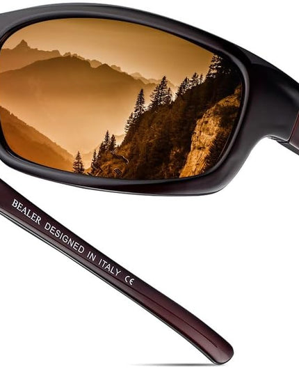 BEALER Polarized Sports Sunglasses for Men Lightweight TR90 Frame Sun Glasses Driving Cycling Fishing UV Protection Shades