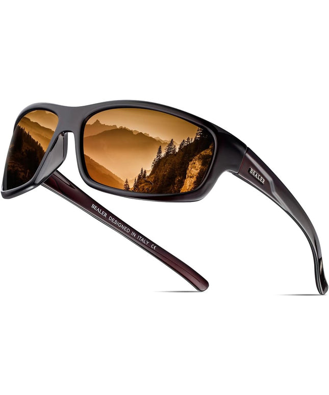 BEALER Polarized Sports Sunglasses for Men Lightweight TR90 Frame Sun Glasses Driving Cycling Fishing UV Protection Shades