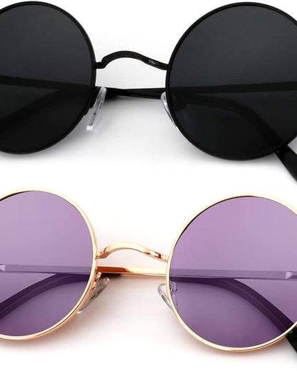 KALIYADI Round Polarized Sunglasses for Men Women Retro Metal Hippie Circle Style Sun Glasses UV Protection