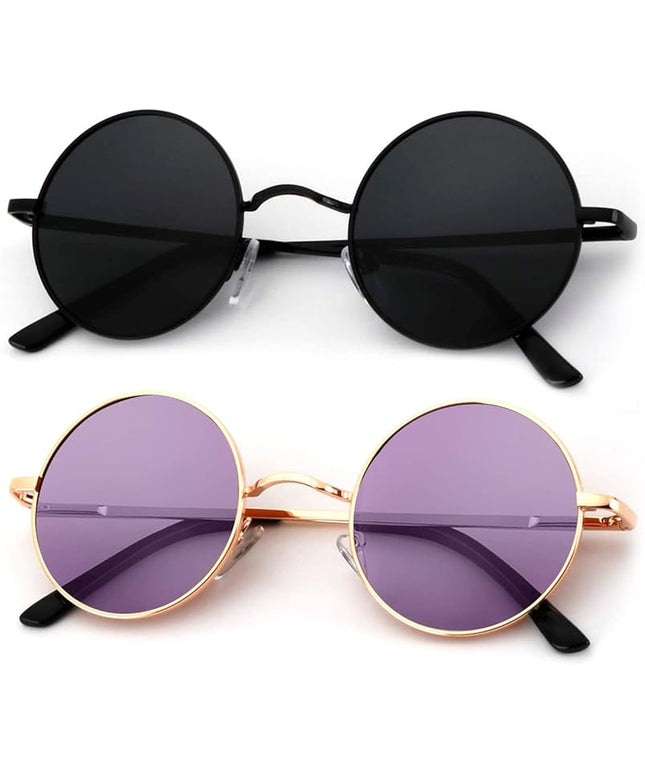 KALIYADI Round Polarized Sunglasses for Men Women Retro Metal Hippie Circle Style Sun Glasses UV Protection
