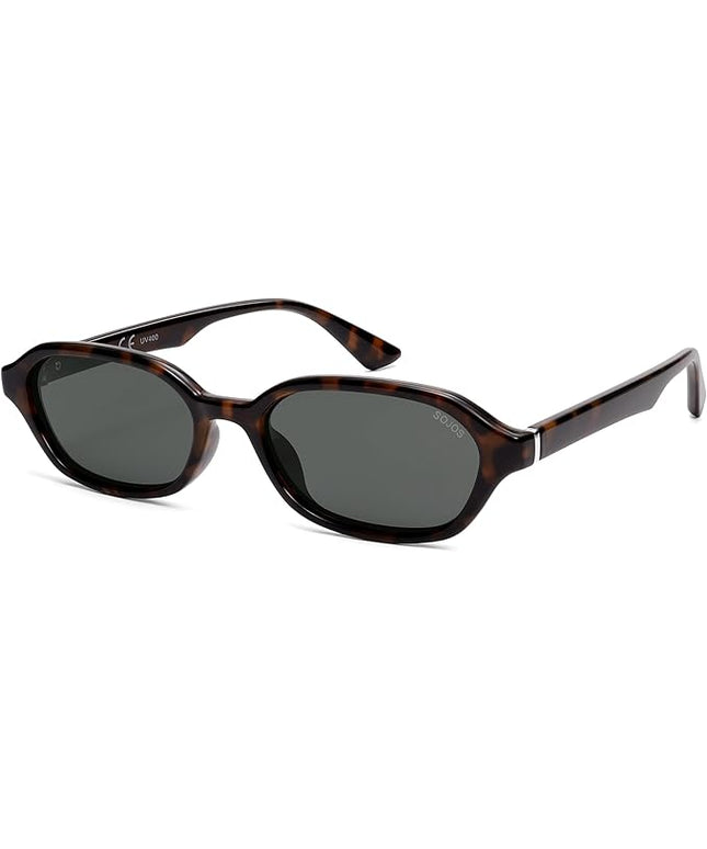 SOJOS Retro Rectangle Polarized Sunglasses for Women Men Trendy Hexagon Narrow Chic Y2K Sunnies SJ2629