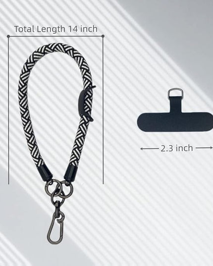 Phone Lanyard Wrist Strap Phone Strap Wrist Lanyard for Cell Phone Around the Hand with Lanyard Patch (Black/White)