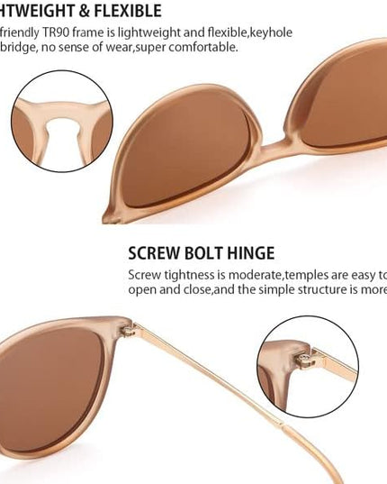 CHBP Sunglasses Womens Men Polarized UV Protection Trendy Vintage Retro Round Mirrored Lens Sunglasses For Women