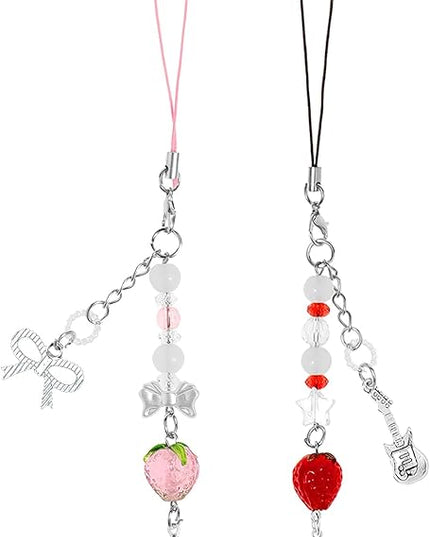 1-4PCS Cute Phone Charms Aesthetic Y2K Cell Phone Charms Strap Pink Strawberry Butterfly Star PhoneCharm Y2K Accessories for Bag Keychain Airpods Camera Pendants Decor