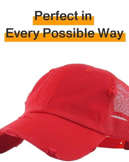 KBETHOS Vintage Washed Distressed Cotton Dad Hat Baseball Cap Adjustable Polo Trucker Unisex Style Headwear