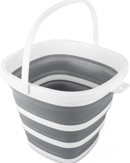 10L Collapsible Bucket for Cleaning, Portable Ice Bucket Water Pail for Space Saving, Foldable Sand Buckets with Handles for House Bathroom, Plastic Tub Sink Camping Wash Basin RV Essentials