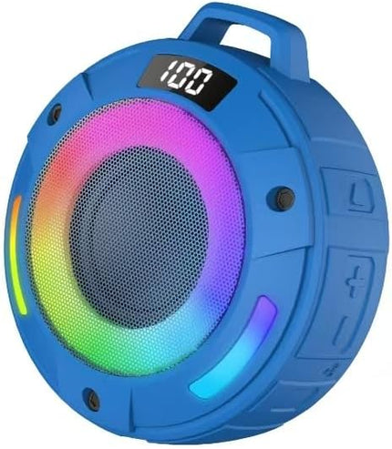 Bluetooth Speaker, 2025 Portable Wireless Shower Speaker, Digital Display Portable Speaker with Detachable hook ,IPX7 Waterproof with LED Light, HD Sound & Bass for Bathroom, Pool, Beach & Outdoor