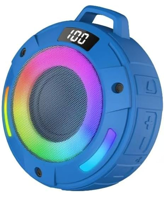 Bluetooth Speaker, 2025 Portable Wireless Shower Speaker, Digital Display Portable Speaker with Detachable hook ,IPX7 Waterproof with LED Light, HD Sound & Bass for Bathroom, Pool, Beach & Outdoor
