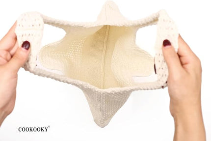 COOKOOKY Crochet Beach Tote bag Summer Beach Bag for Women Aesthetic Mesh Tote Bag Hippie Bag Knit Bag