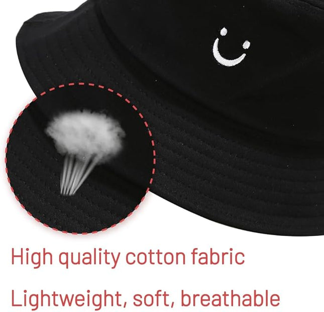 Cotton Bucket Hat for Women Men Summer Travel Sun Beach Bucket Cap, Unisex Outdoor Fisherman Hat