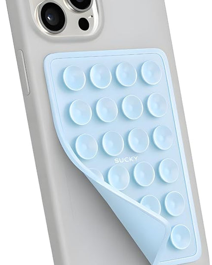 Suction Phone Case Mount, Phone Sticky Grip for iPhone and Android, Adhesive Phone Accessory, Hands-Free Mirror Shower Phone Holder for Videos and Selfies (Baby Blue)