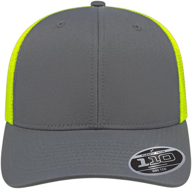 Cap America i8502 Flexfit 110 Premium Mid Profile 6-Panel Mesh Back Trucker Cap Hat w/UV Guard & Adjustable Snapback