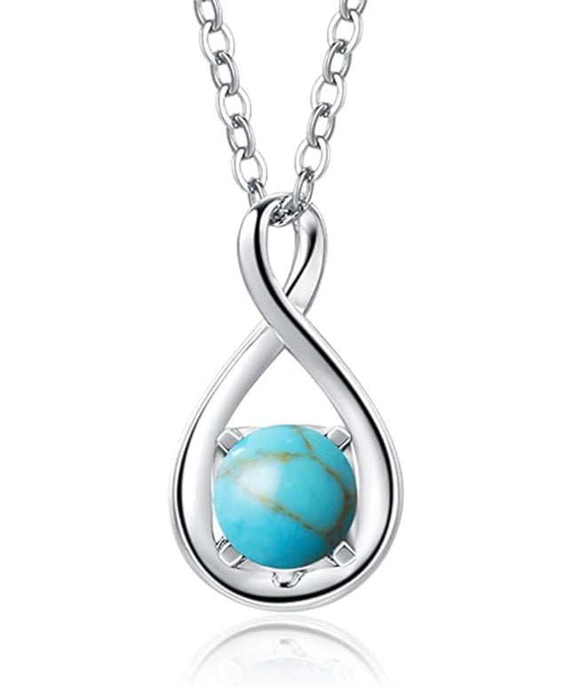 FANCIME 14K Solid Gold Birthstone Pendant with Sterling Silver Chain Infinity Gemstone Necklace Fine Jewelry Anniversary Birthday Christmas Gifts for Women Wife Her
