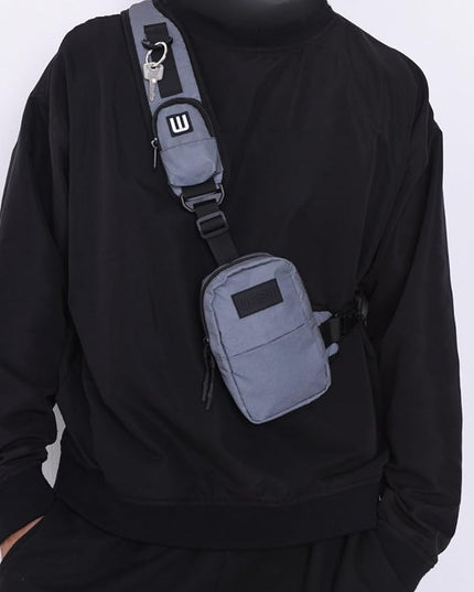 Mini Sling Bag for Men-Crossbody Bag with Shoulder Straps for Women-Multipurpose Keyholder Travel Backpack for Hiking (Grey)