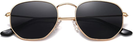 MEETSUN Polarized Hexagon Sunglasses for Women Men Polygon Square Sun Glasses UV400 Protection Metal Frame