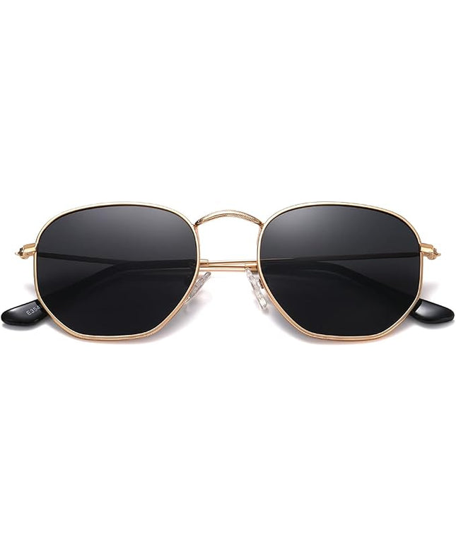 MEETSUN Polarized Hexagon Sunglasses for Women Men Polygon Square Sun Glasses UV400 Protection Metal Frame