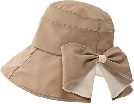 Womens Wide Brim Sun Hats UPF50+ UV Packable Beach Hat Summer Bow Decoration Bucket Cap for Travel
